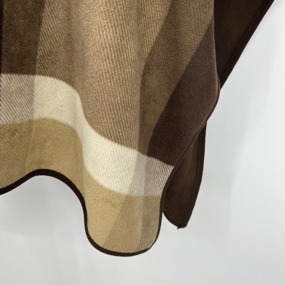 Woolrich Reversible Blanket Wrap Womens Brown Plaid One Size Poncho Cape - Picture 4 of 9